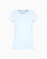 Armani Exchange -  Slim fit T-shirt with logo, Woman, Light Blue, Size: