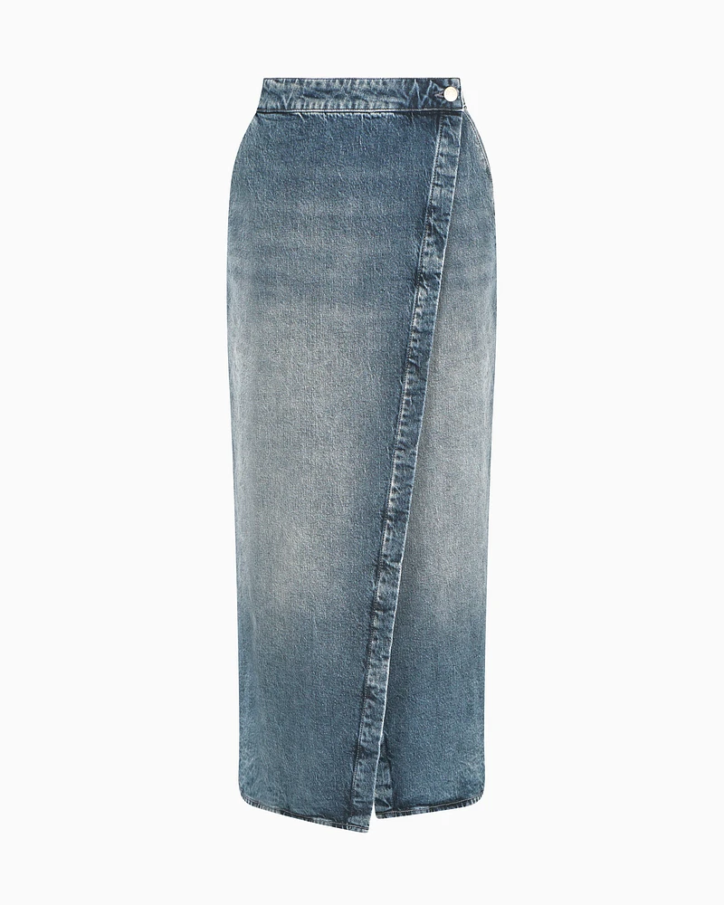 Armani Exchange - Midi Skirts, Woman, Blue, Size: 4