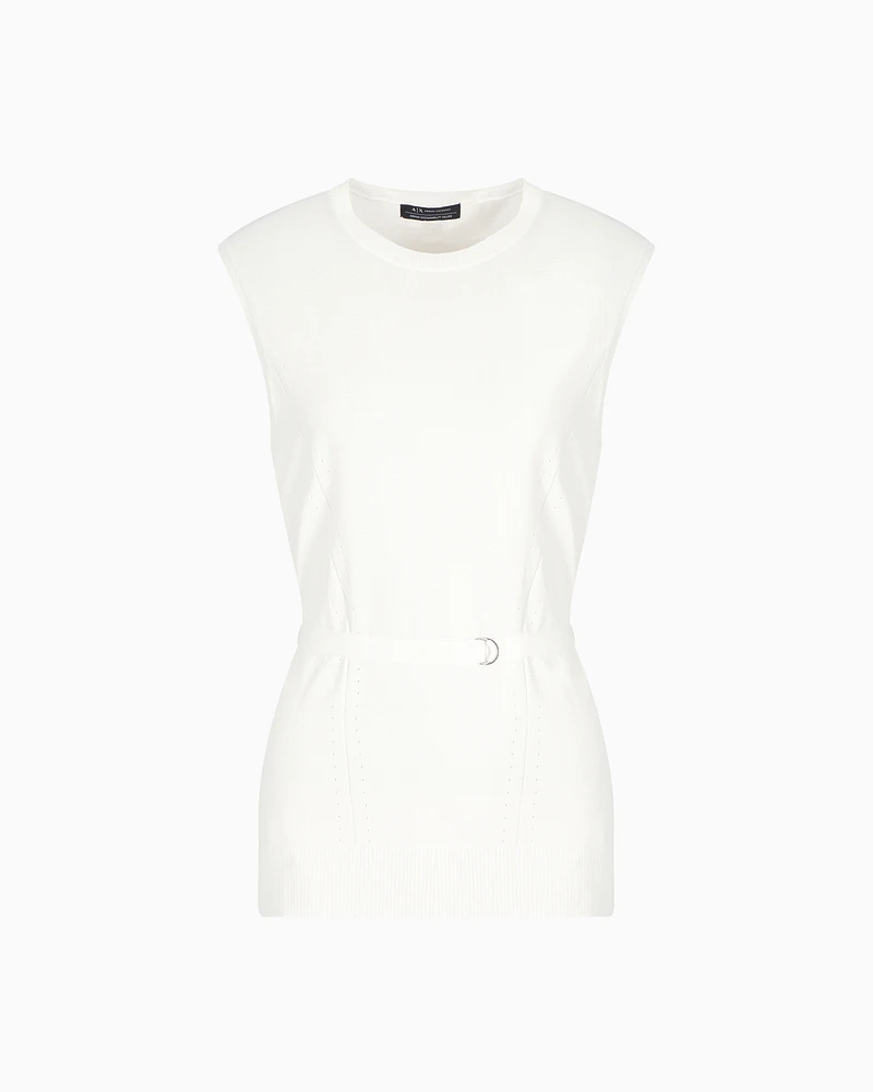 Armani Exchange - Top with belt, Woman, White, Size: