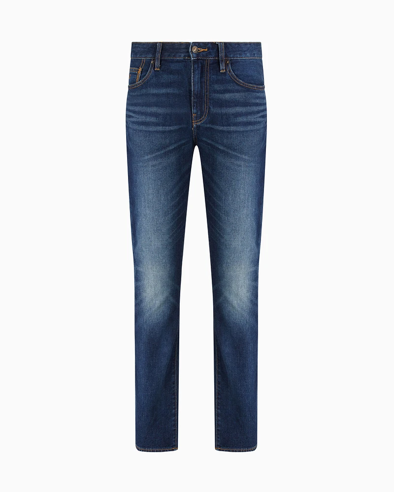 Armani Exchange - J14 skinny fit jeans stone washed cotton denim, Man, Blue, Size: