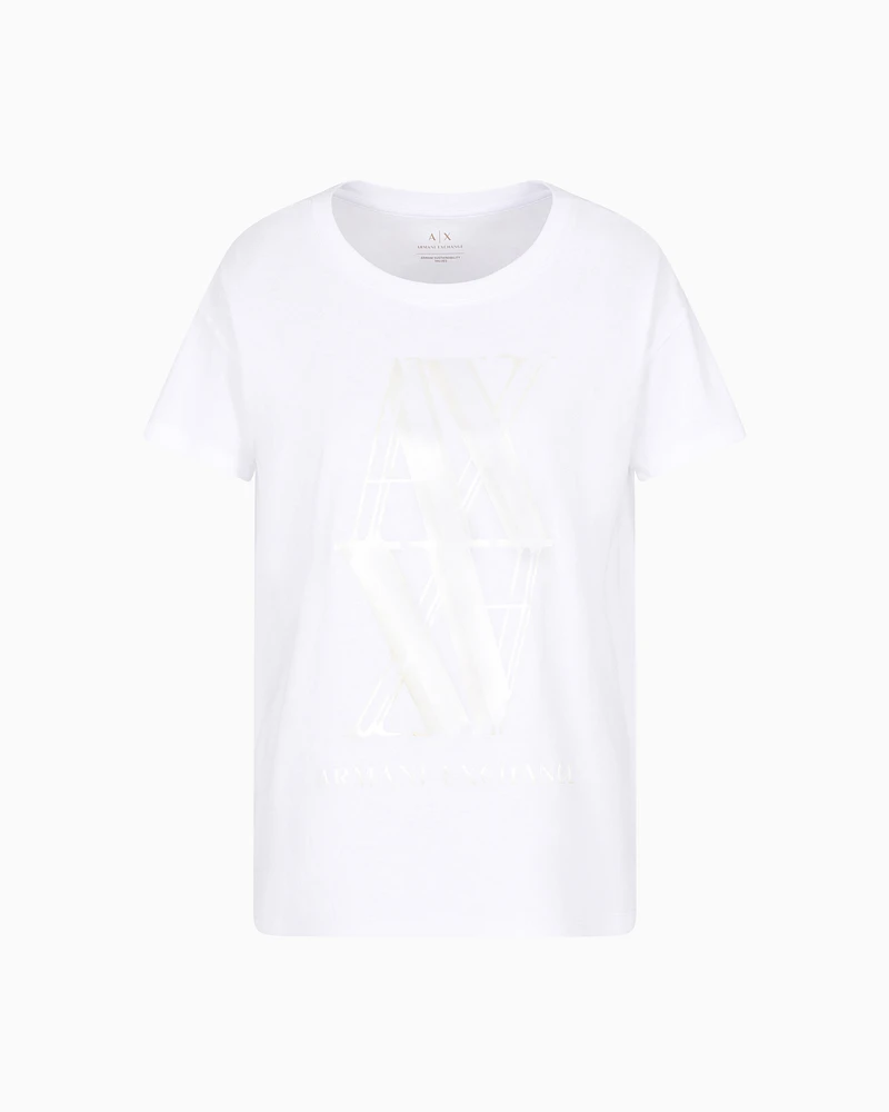 Armani Exchange - Relaxed fit T-shirt with maxi logo, Woman, White, Size: