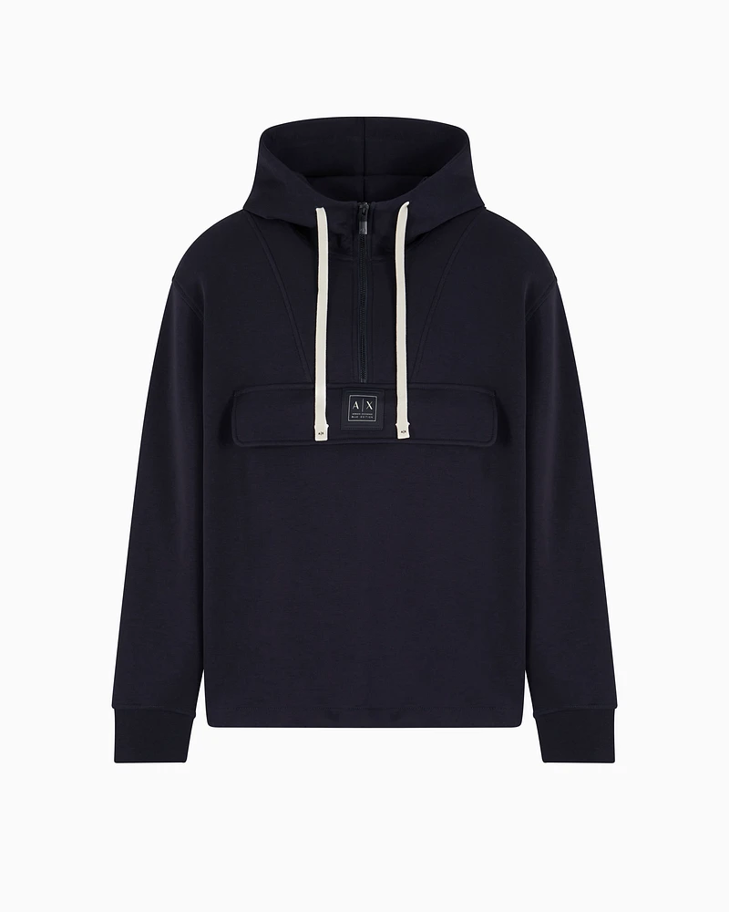 Armani Exchange - Half zip hoodie, Man, Navy Blue, Size: