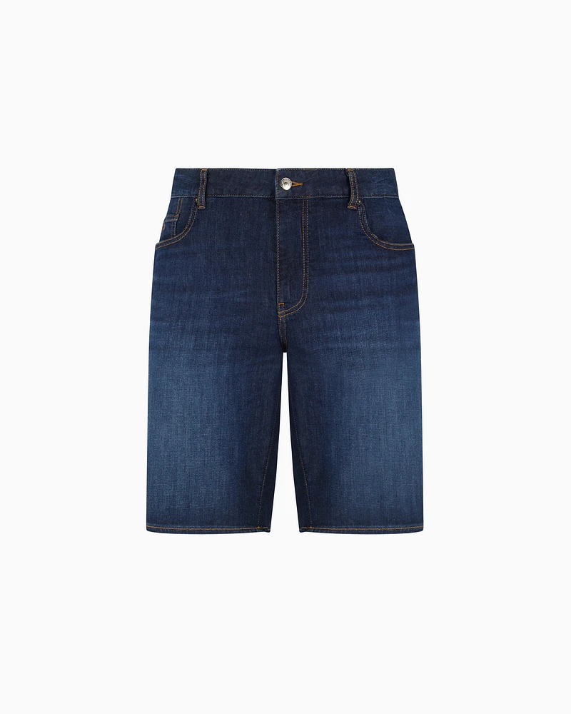 Armani Exchange - Cotton denim shorts with contrast stitching, Man, Blue, Size: