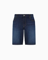 Armani Exchange - Cotton denim shorts with contrast stitching, Man, Blue, Size: