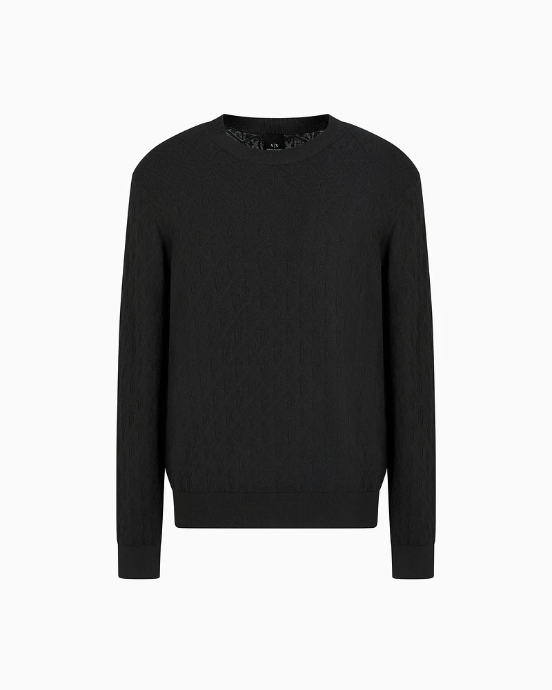 Armani Exchange - ASV Tone-on-tone Logo Crewneck Sweater, Man, Green, Size: