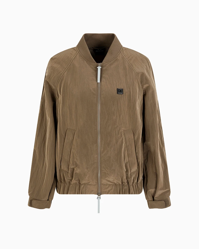Armani Exchange - Bomber jacket laminated fabric, Woman, Brown, Size: