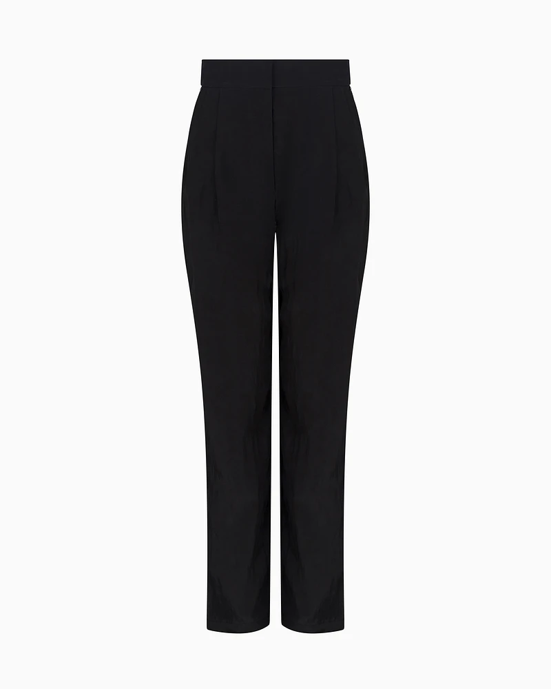 Armani Exchange - Trousers with pleats flowing fabric, Woman, Black, Size: