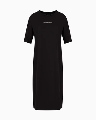 Armani Exchange - Jersey T-dress with Milano/New York logo, Woman, Black, Size: