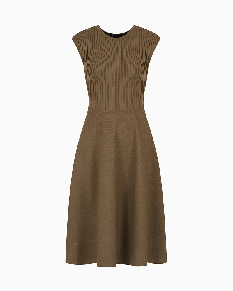 Armani Exchange - ASV Knit Longuette Dress, Woman, Brown, Size: M