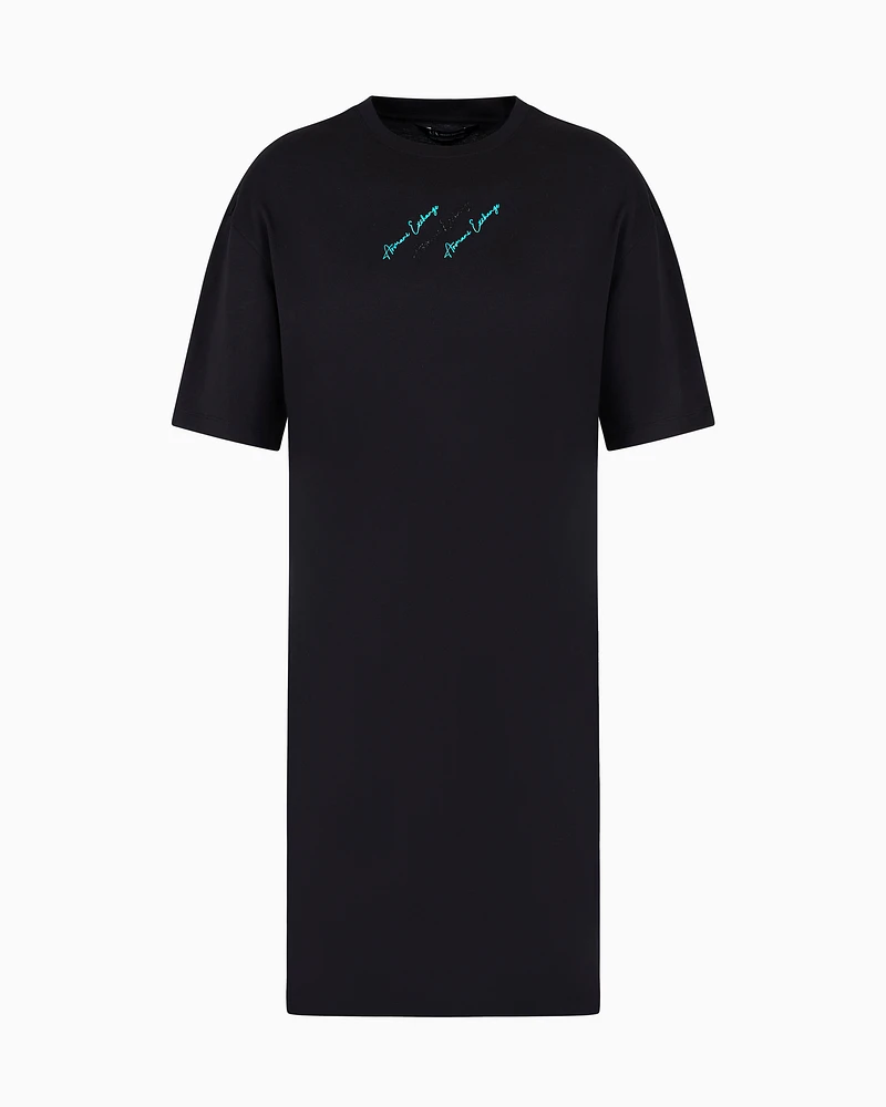 Armani Exchange - Jersey midi dress with logo, Woman, Black, Size: