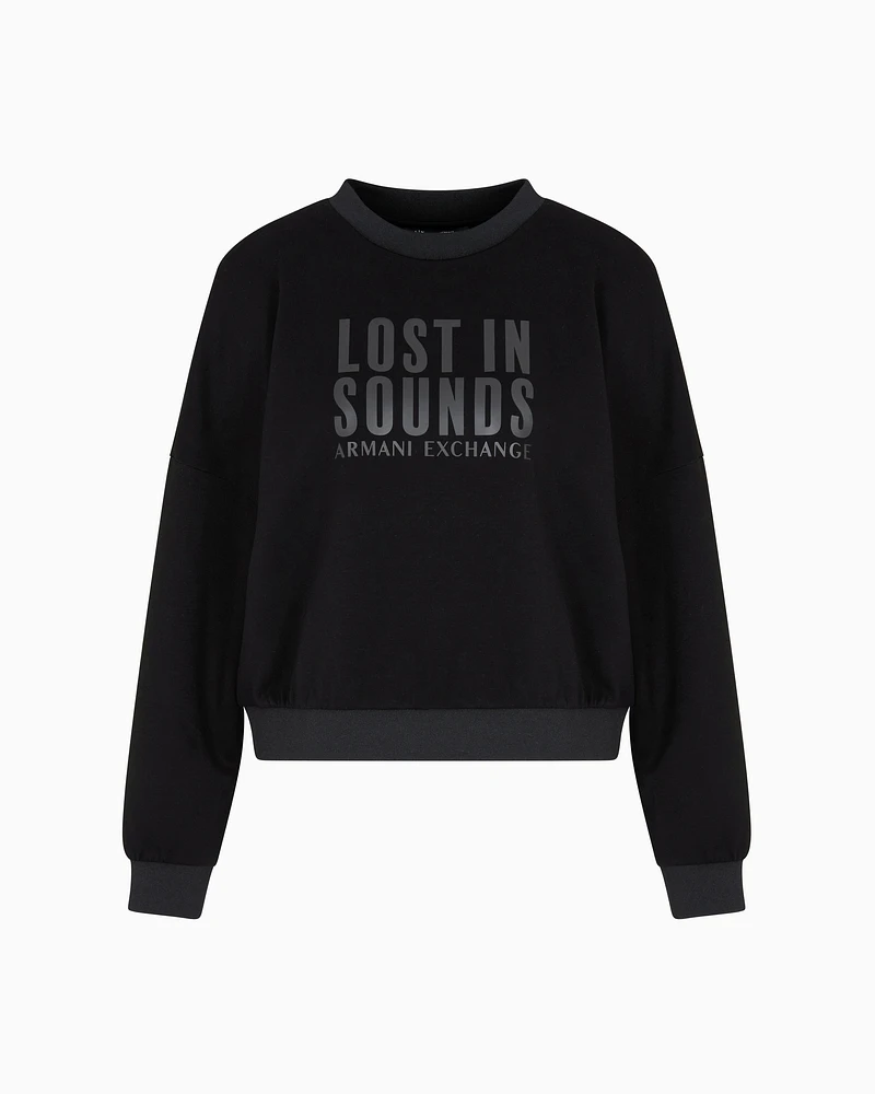 Armani Exchange - Lost Sound ASV crewneck sweatshirt, Woman, Black, Size: