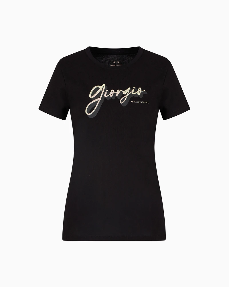Armani Exchange - Giorgio regular fit T-shirt, Woman, Black, Size: S