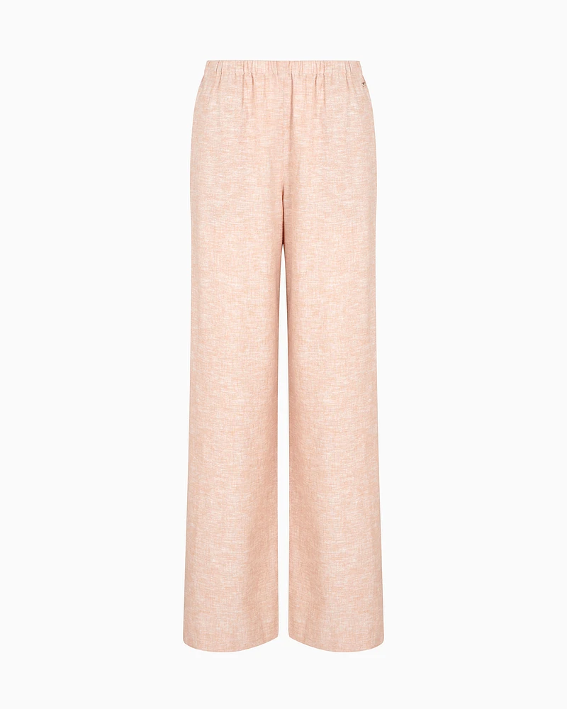 Armani Exchange - Oversized cotton and linen trousers, Woman, Pink, Size: