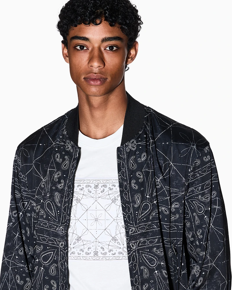 Armani Exchange - Kaleidoscope Pattern Bomber Jacket, Man, Black, Size: XS