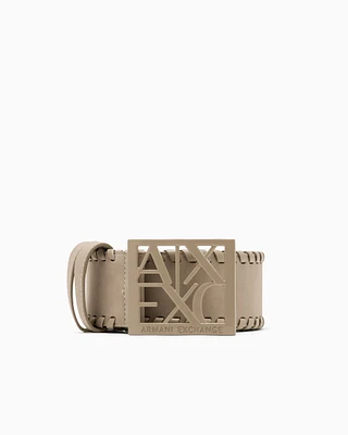 Armani Exchange - Suede belt with logo, Woman, Beige, Size: