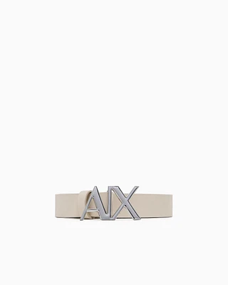 Armani Exchange - Leather belt with logo, Woman, Beige, Size:
