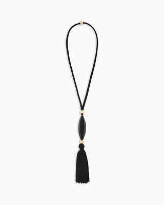 Emporio Armani - Necklace with pendant and tassel, Woman, Black, Size: TU