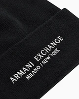 Armani Exchange - Beanie Hat Milano / New York ASV, Man, Black, Size: TU