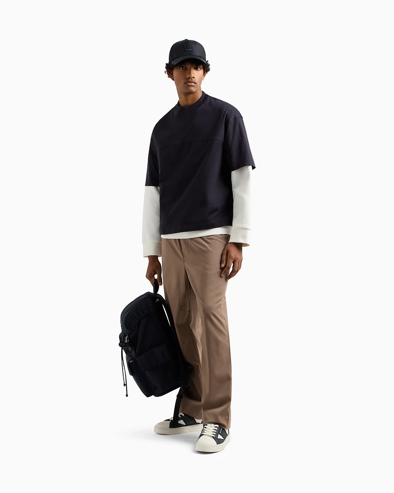 Armani Exchange - Oversized trousers poly fabric, Man, Beige, Size: