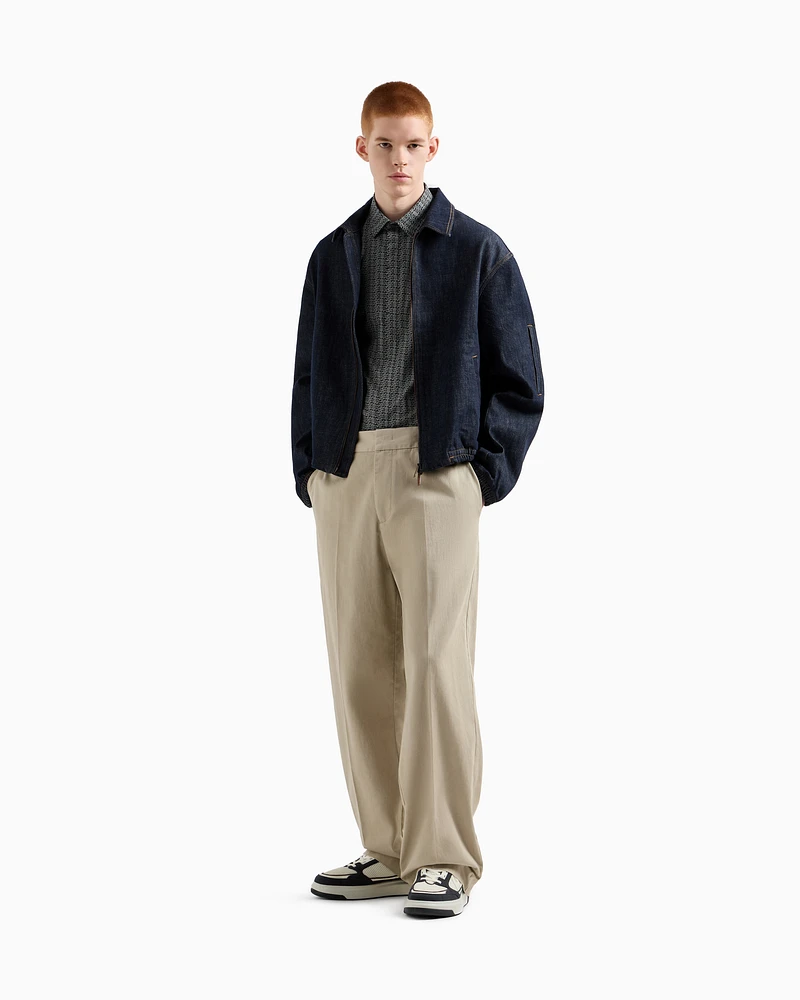 Armani Exchange - Oversized cotton twill trousers, Man, Beige, Size: