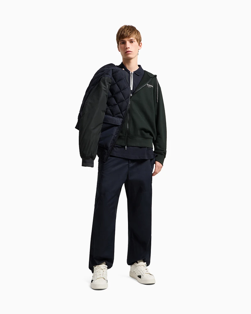 Armani Exchange - Zip-up hoodie with Milan/New York print on the back, Man, Green, Size: M