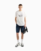 Armani Exchange - Cotton denim shorts with contrast stitching, Man, Blue, Size: