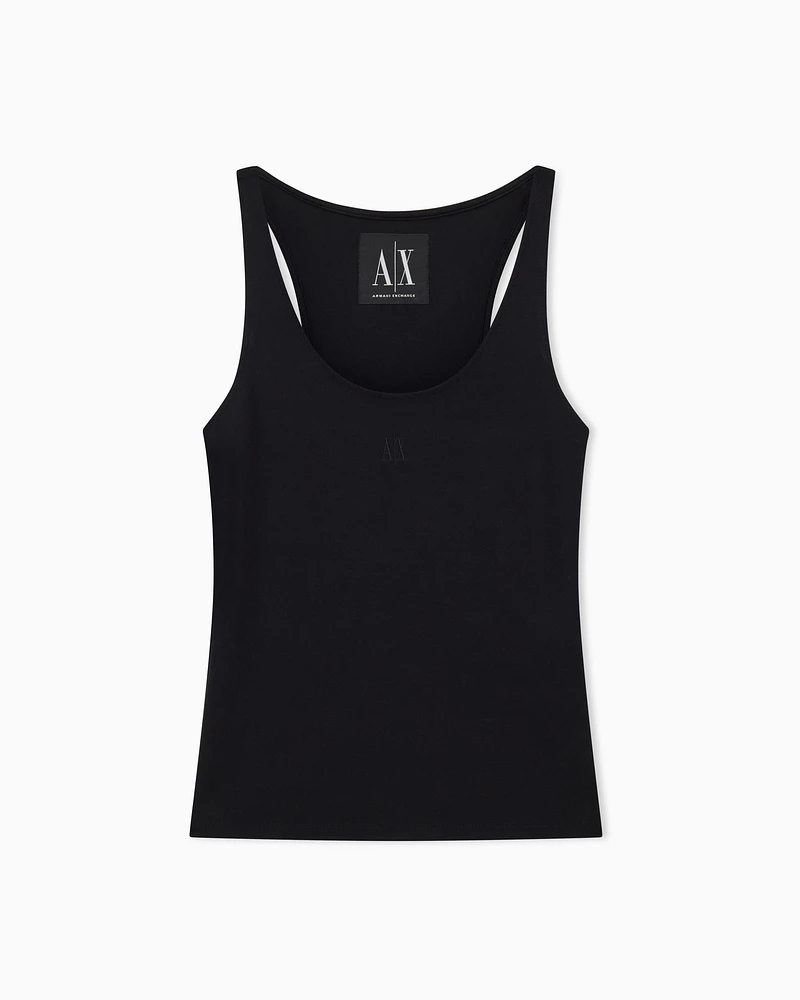 Armani Exchange - Jersey tank top with logo, Woman, Black, Size: