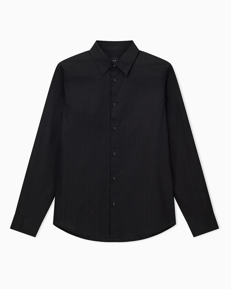 Armani Exchange - Regular fit cotton jacquard shirt, Man, Black, Size: