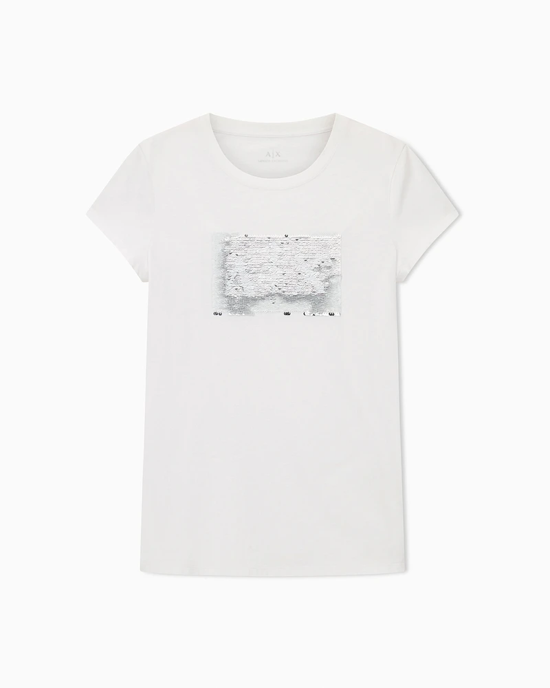 Armani Exchange - Slim fit T-shirt stretch cotton jersey, Woman, White, Size: