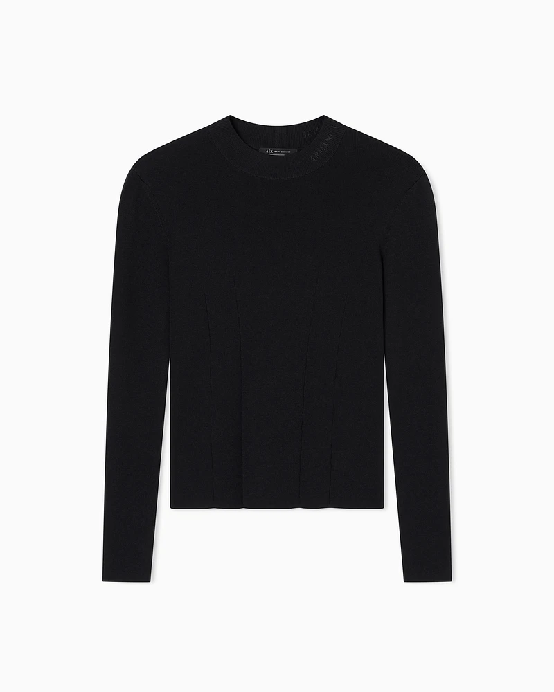 Armani Exchange - Wide rib sweater, Woman, Black, Size: