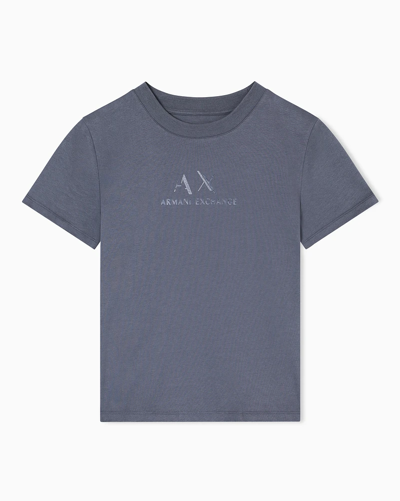 Armani Exchange - Regular fit T-shirt with graphic logo, Woman, Grey, Size: