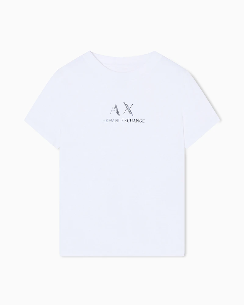 Armani Exchange - Regular fit T-shirt with graphic logo, Woman, White, Size: