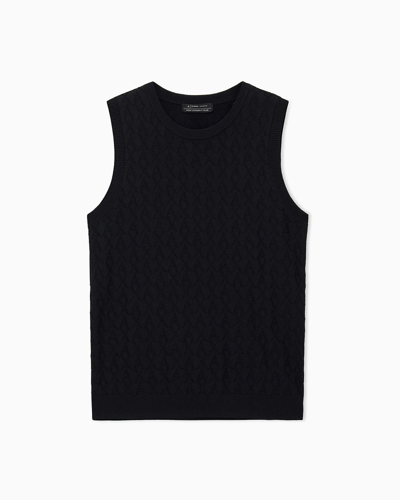 Armani Exchange - Top with allover logo, Woman, Black, Size: