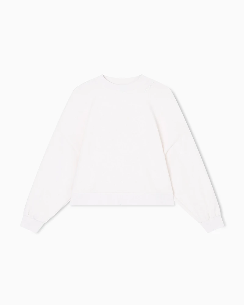 Armani Exchange - Cropped Crewneck Sweatshirt, Woman, White, Size: