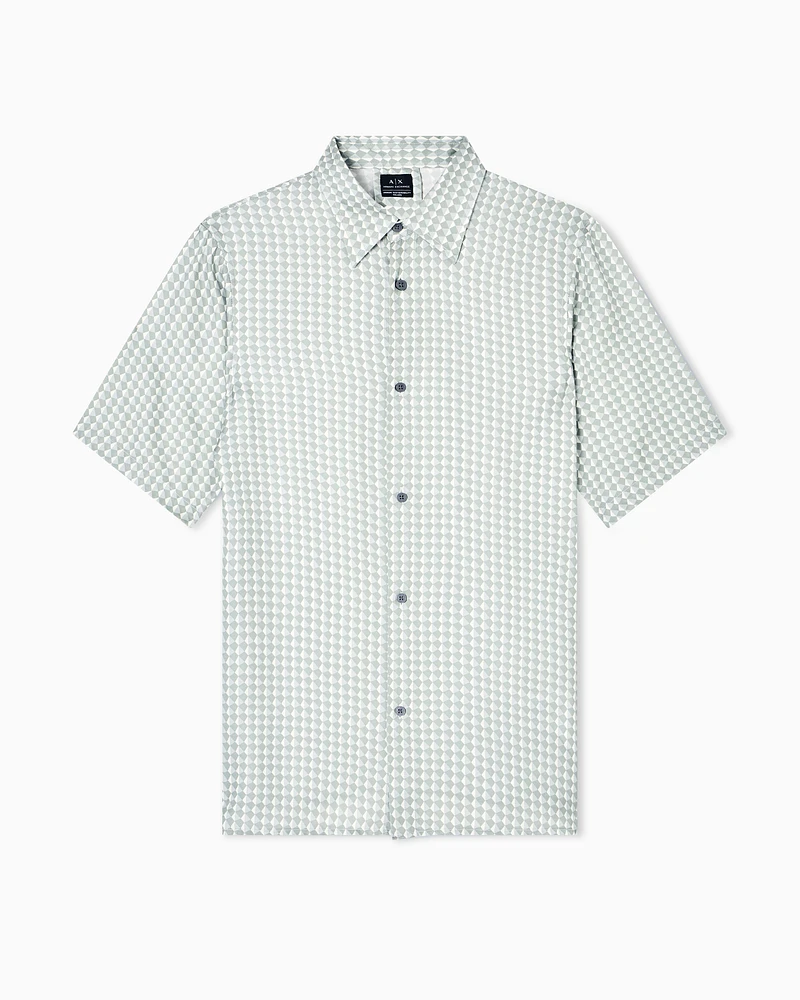 Armani Exchange - Patterned short-sleeved shirt, Man, Green, Size: