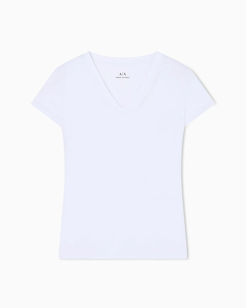 Armani Exchange - Slim fit T-shirt with logo, Woman, White, Size: