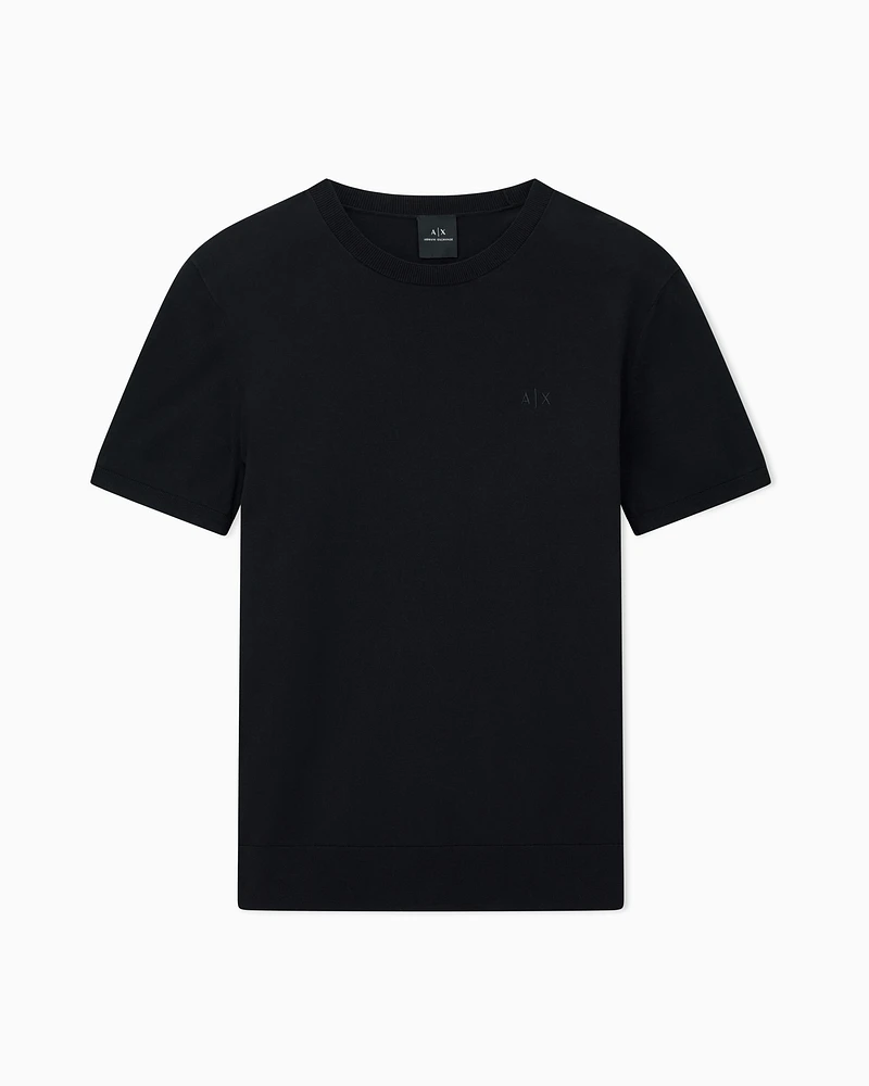 Armani Exchange - Organic Cotton Knit T-Shirt, Man, Black, Size:
