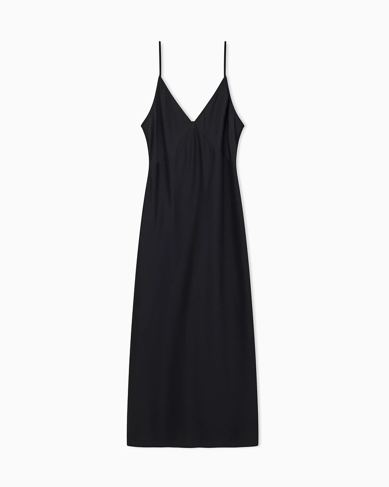 Armani Exchange - Shiny satin midi dress, Woman, Black, Size: