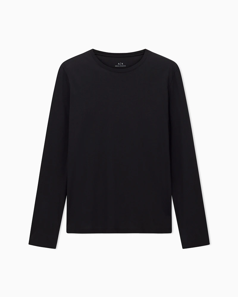 Armani Exchange - Pima Cotton Long Sleeve T-Shirt, Man, Black, Size: