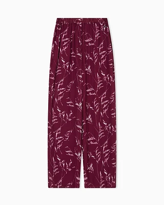 Armani Exchange - Pleated trousers chiffon foliage, Woman, Patterned, Size: