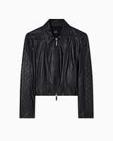 Armani Exchange - Leather jacket with quilted sleeves, Woman, Black, Size:
