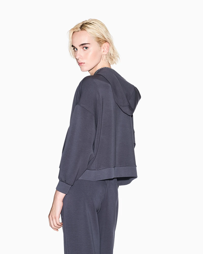 Armani Exchange - Half zip hoodie, Woman, Grey, Size: