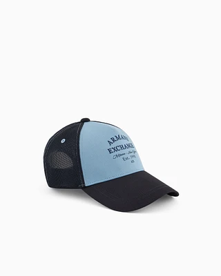 Armani Exchange - Two-tone visor hat, Man, Light_blue, Size: TU