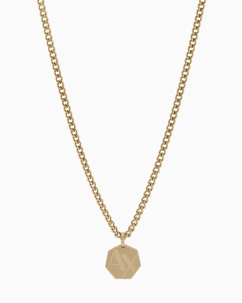 Armani Exchange - Gold-Tone Stainless Steel Pendant Necklace, Man, Multicoloured, Size: TU