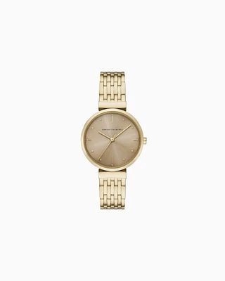 Armani Exchange -  Three-Hand Gold-Tone Stainless Steel Watch, Woman, Multicolored, Size: TU