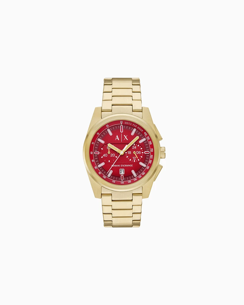 Armani Exchange - Chronograph Gold-Tone Stainless Steel Watch, Man, Multicoloured, Size: TU