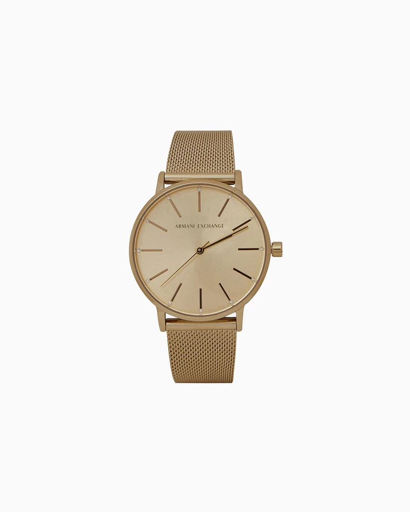 Armani Exchange - Three-hand gold-tone stainless steel watch, Woman, Multicoloured, Size: TU