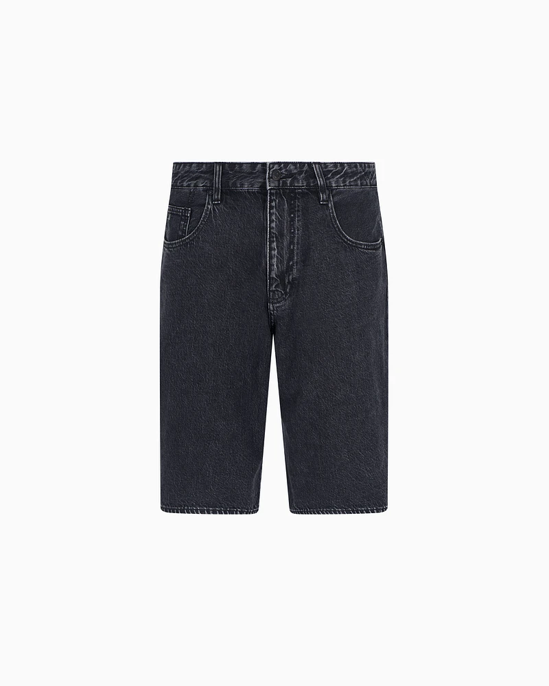 Armani Exchange - Cotton denim baggy shorts, Man, Grey, Size: