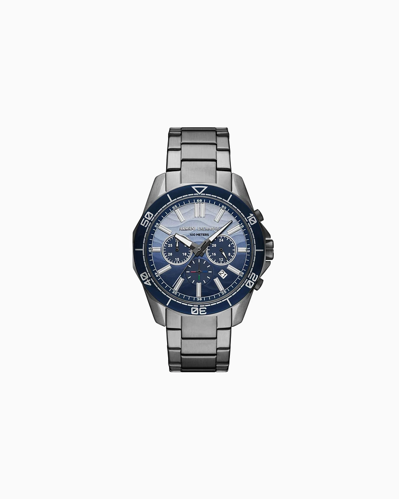 Armani Exchange - Chronograph Gunmetal Stainless Steel Watch, Man, Multicoloured, Size: TU