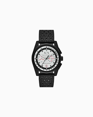 Armani Exchange -  Chronograph Black Rubber Watch, Man, Multicoloured, Size: TU